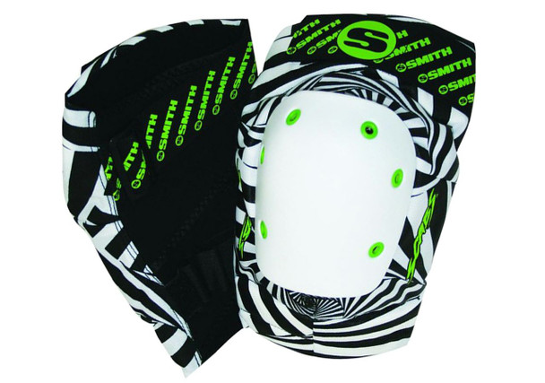 Smith Scabs Safety Gear - Elite Knee Pads - HYPNO WHITE BLACK & GREEN