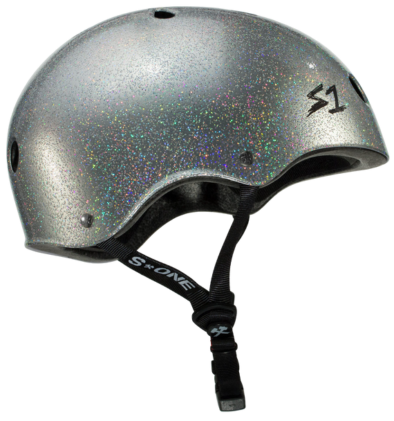 S1 Lifer Mega Helmet - Silver Gloss Glitter | Adult Skate Helmets For Larger Heads From S-One