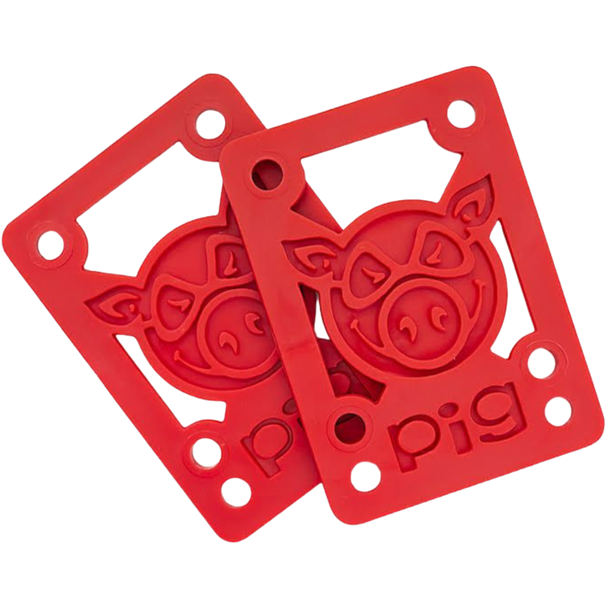 Pig  Wheels - Pig Piles 1/8 in. Skateboard Risers Pads - Set of 2 - Red