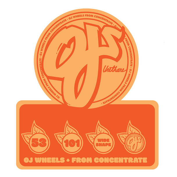 OJ - 53mm  From Concentrate Hardline 101a OJ  Skateboard Wheels - WT/ONG