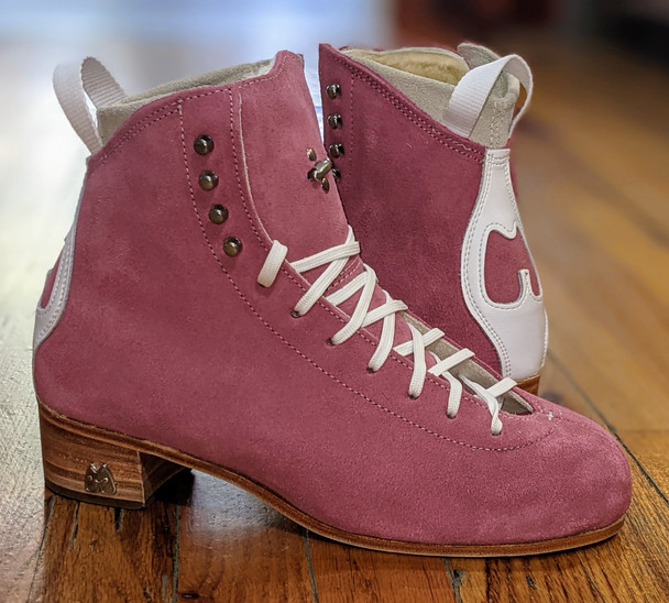 Pre-order Moxi Roller Skates "Strawberry / Dusty Rose " Jacks boots with banana cream liners and leather heel and soles.
