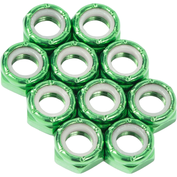 Defiant Upgrades - Green 8mm Roller Skate Axle Nuts ( Set of 10 )