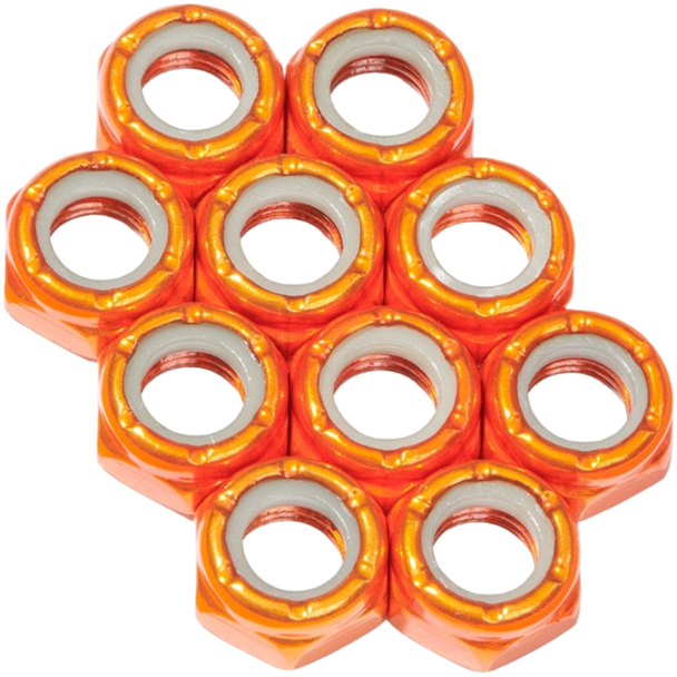 Defiant Upgrades - Orange 8mm Roller Skate Axle Nuts ( Set of 10 )