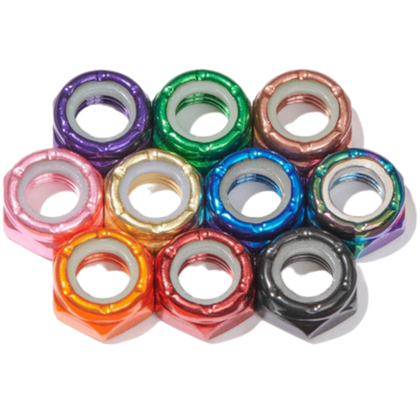 Defiant Upgrades - Rainbow 8mm Roller Skate Axle Nuts ( Set of 10 )