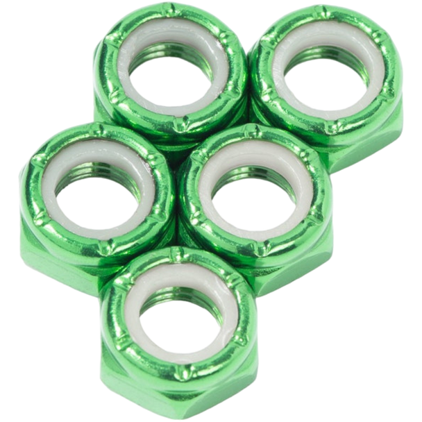 Defiant Upgrades - Green 8mm Skateboard Axle Nuts ( Set of 5 )