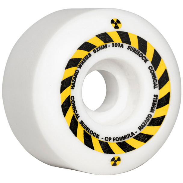 Hazard Wheels - 52mm 101a CP Formula Conical Sure Lock Skateboard Wheels - 4pk White