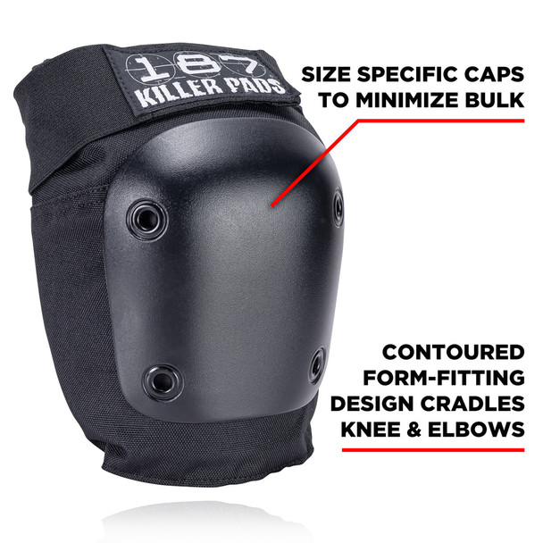 187 Killer Pads - Black Combo Pack - Adult Knee & Elbow Safety Gear Set