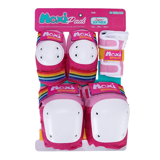 187 Killer Pads - Moxi Pink / Peach Super Six Pack - Adult Knee Elbow & Wrist Safety Gear Set