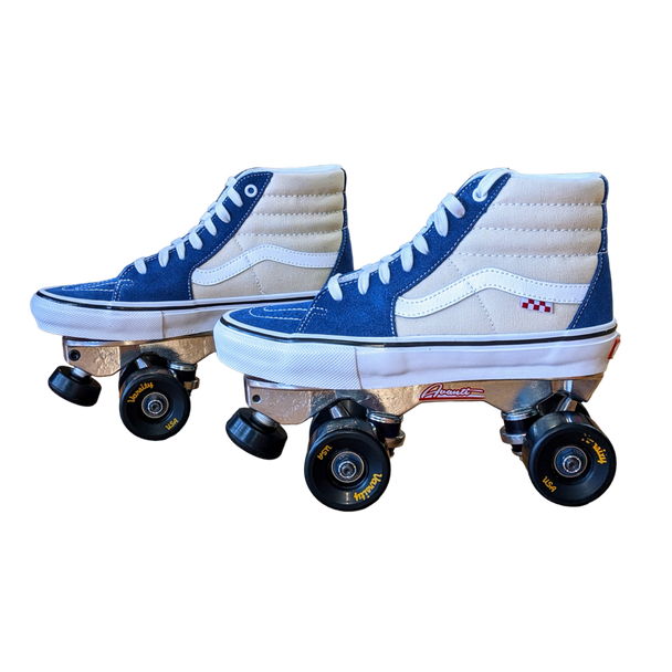 Vans custom Roller Skates  - Sk8 - Hi Pro Navy Peony / Whitecap - made with Vans shoes