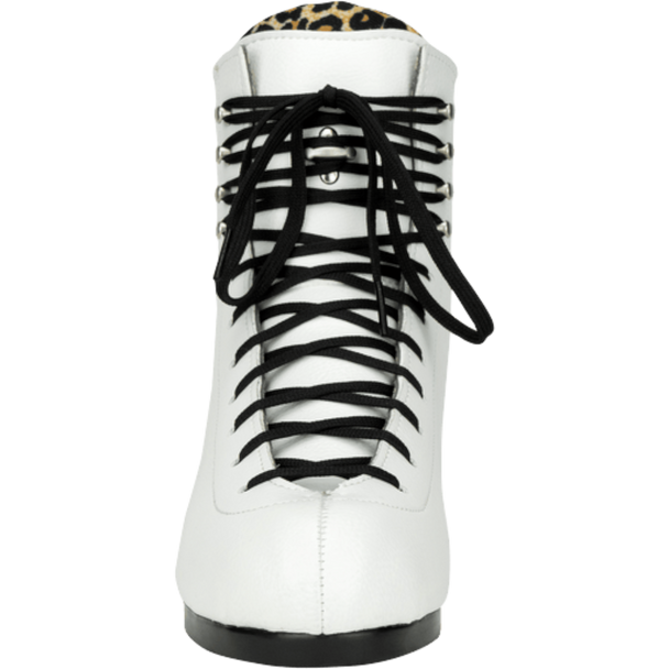 Moxi Roller Skates - Vegan White Jack 2 with leopard lining quad boots