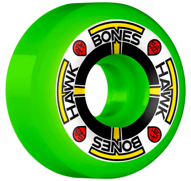Bones - 58mm 84B P5 Side Cut Hawk T-Bones II PRO SPF Skateboard Wheels  - Color Green 4pk