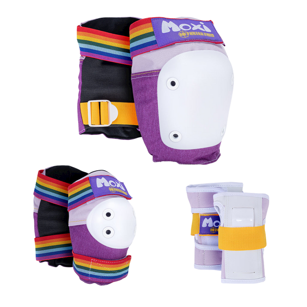 187 Killer Pads - Kids Moxi Lavender JR Super Six Pack - Knee Elbow & Wrist Safety Gear Set