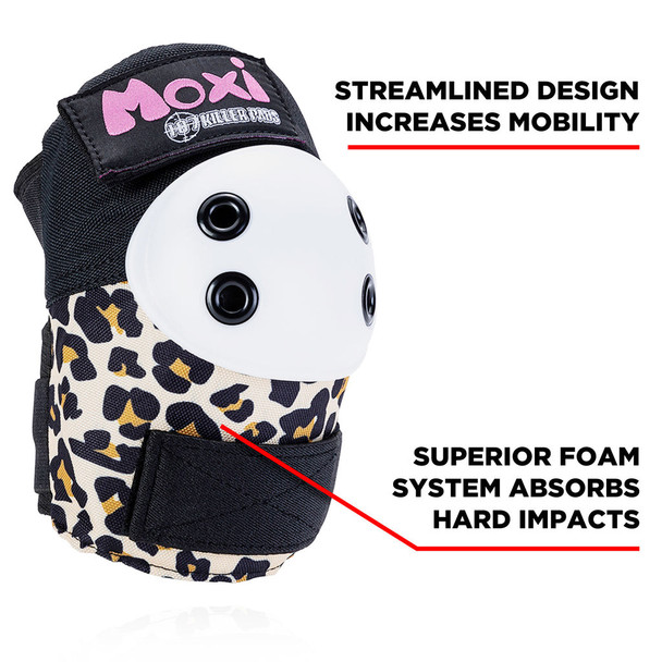 187 Killer Pads - Kids Moxi Leopard JR Super Six Pack - Knee Elbow & Wrist Safety Gear Set