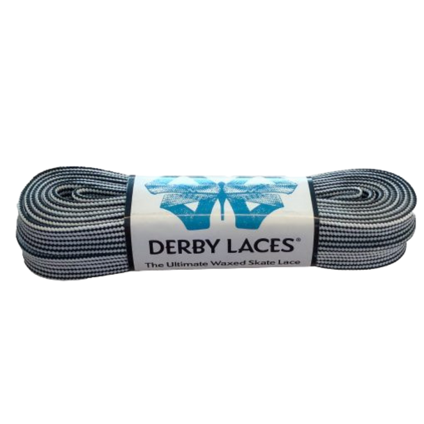 Derby Laces -Black / White Stripe - Waxed 10 mm