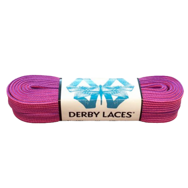 Derby Laces - Purple / Hot Pink Stripe  - Waxed 10 mm
