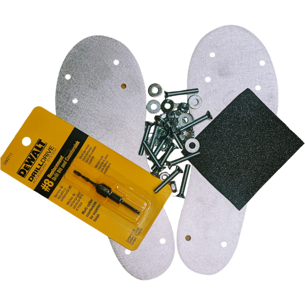 pre-drilled insole, drill bit and hardware for avanti plates. Does not include the avanti plates or trucks.