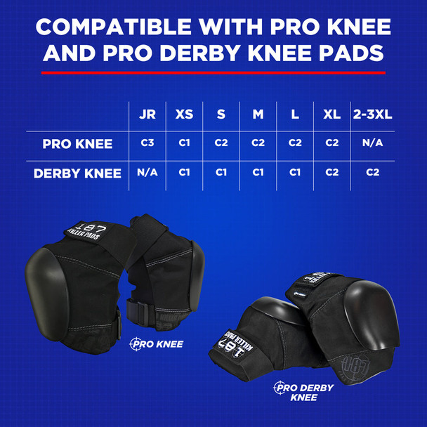 187 Killer Pads - Electric Blue Lock In Recaps - Fit Pro Knee & Derby Pro Knee Pads