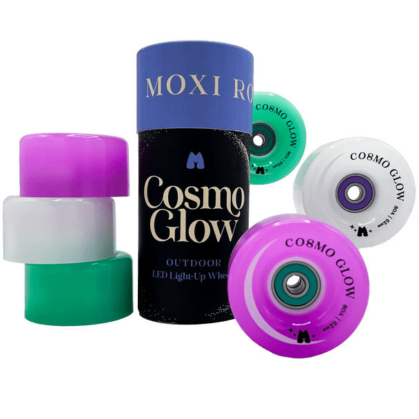 Moxi Skates - Cosmo - Galaxy Green Glow Wheel  ( set of 4 )