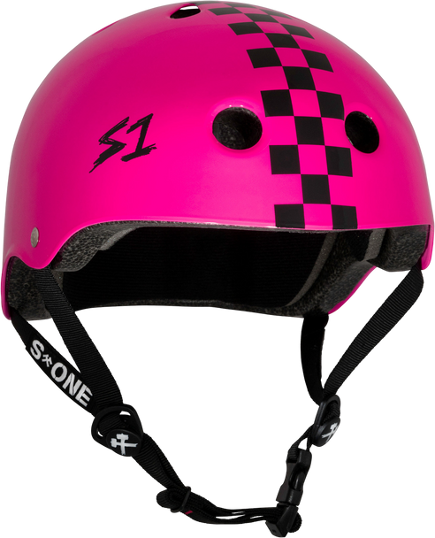 S1 Lifer Helmet - Pink Gloss w/ Checkers | Adult Skate Helmets from S-One