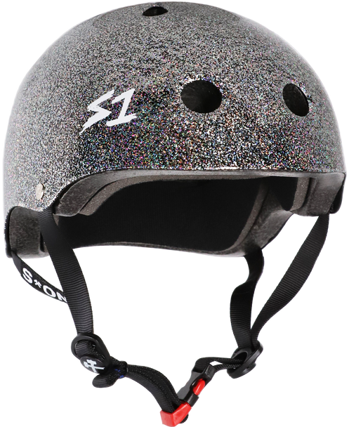 S1 Lifer Mini Helmet - Double Black Gloss Glitter | Childrens Skate Helmets From S-One