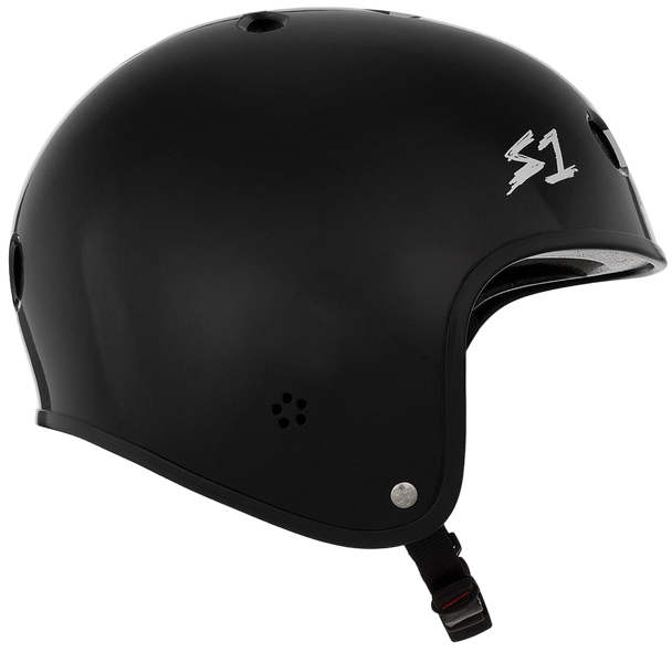 S1 Lifer Retro Helmet - Black Matte with White Checkers | Adult Skate Full Cut Helmets from S-One