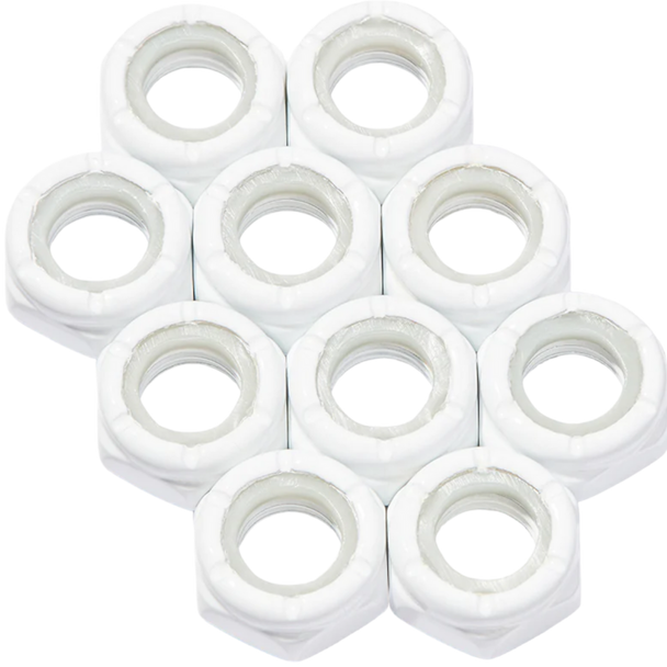 Defiant Upgrades - White 8mm Axle Nuts ( Set of 10 )