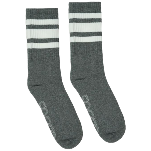 Socco - Athletic Crew | White Striped Socks | Dark Heather Grey