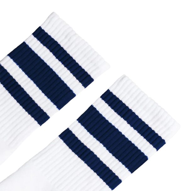 Socco -  Navy Striped Socks I White