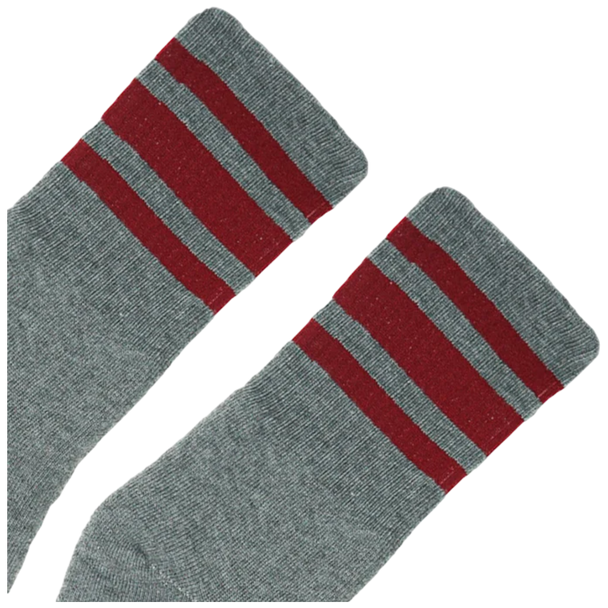 Socco - Athletic Crew | Cardinal Striped Socks | Dark Heather Grey