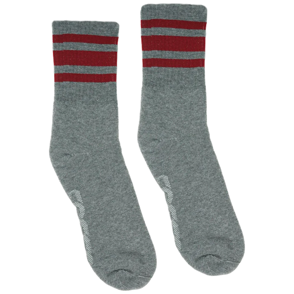 Socco - Athletic Crew | Cardinal Striped Socks | Dark Heather Grey