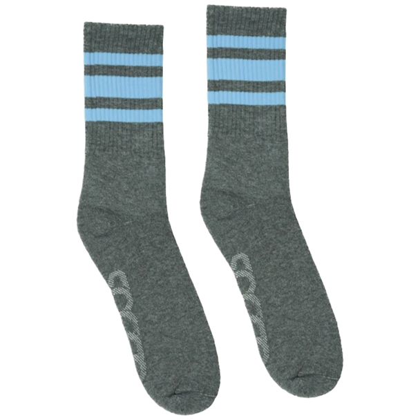 Socco - Athletic Crew | Carolina Blue Striped Socks | Dark Heather Grey