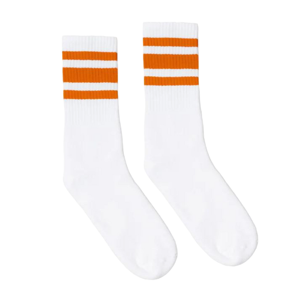 Socco -  Orange Striped Socks | White