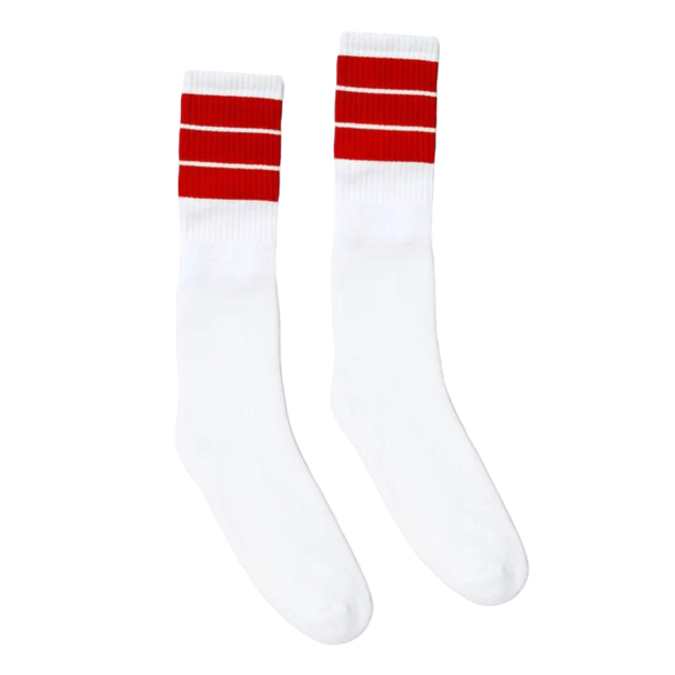 Socco - Red Thick Stripe | White