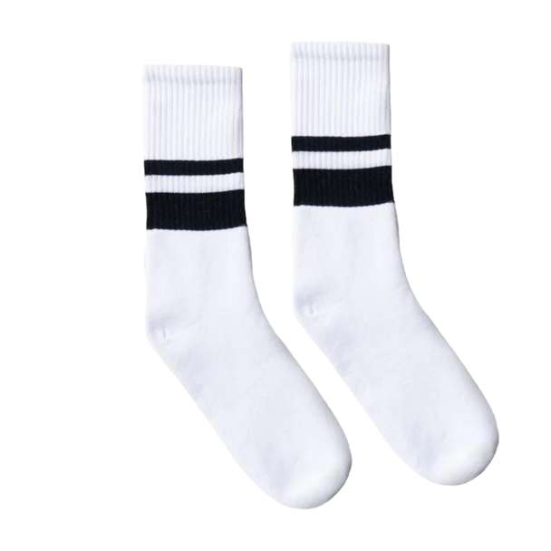 Socco - Thin & Thick 2-Stripe White | Black