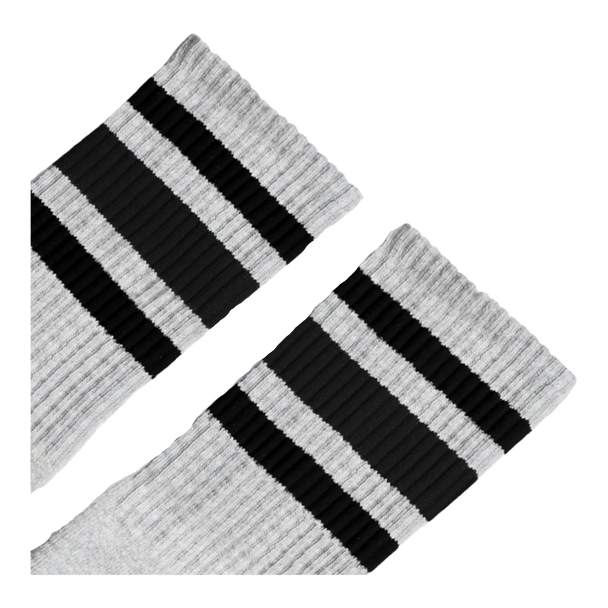 Socco - Black Striped Socks | Heather Grey