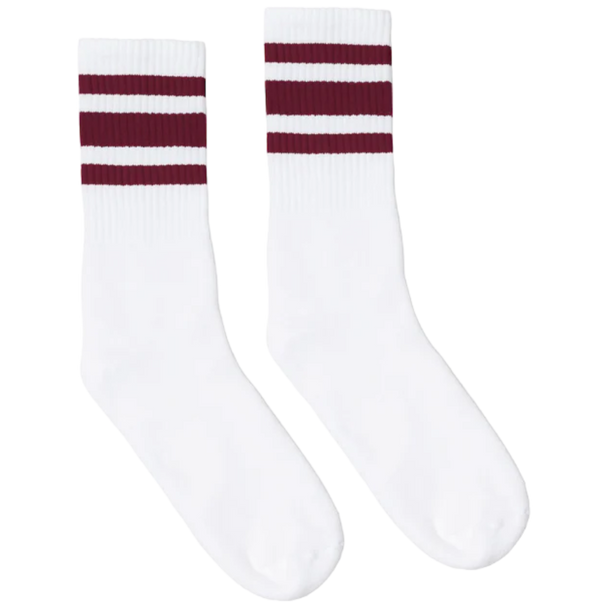 Socco - Maroon Striped Socks | White