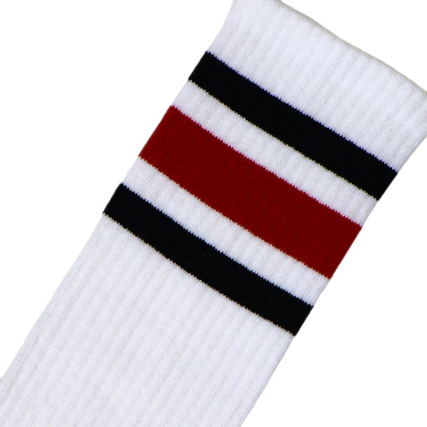Socco - L/XL True Knee High Socks Black Red Stripes| White