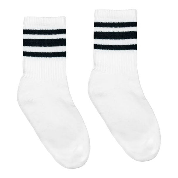 SOCCO - Jr. Kids | Black Striped Socks | White