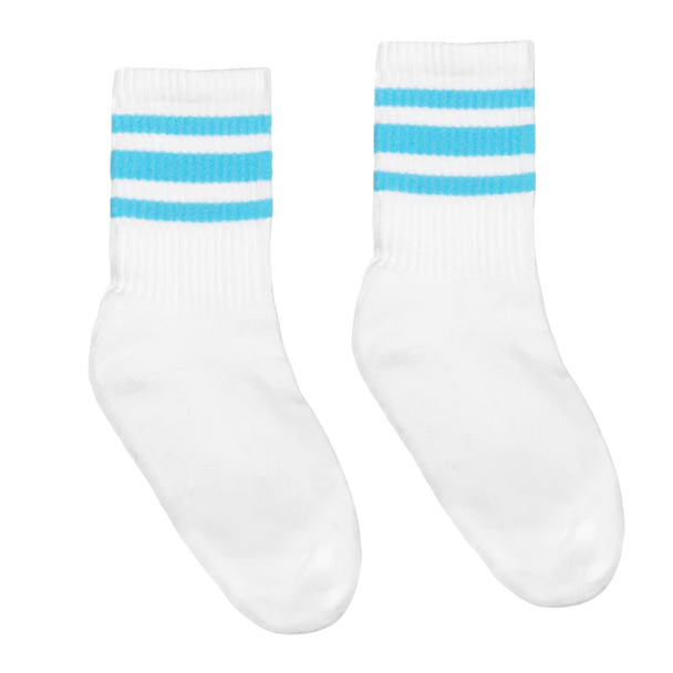 SOCCO Jr. Kids | Light Blue Striped Socks | White