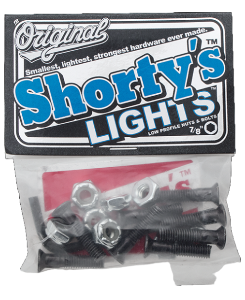 Shorty's - Original Lights 7/8" Allen Head Skateboard Mounting Hardware - Includes 8 Bolts  /  8 Lock nuts and an Allen Wrench