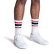 Socco skate socks - Classic White with Red and Black stripes