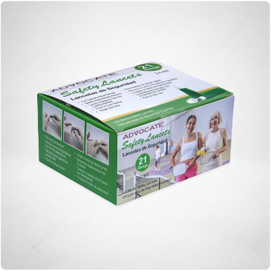 Advocate Safety Lancets - 21G x 2.4mm 100/box