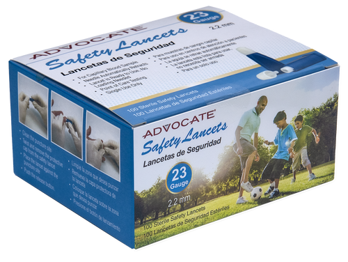 Advocate Safety Lancets - 23G x 2.2mm 100/box