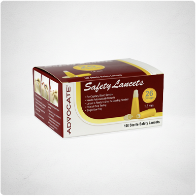 Advocate Safety Lancets - 26G x 1.8mm 100/box