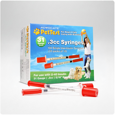 PetTest U-40 Insulin Syringes 31G .3CC 5/16" 100/Box (852982006620)