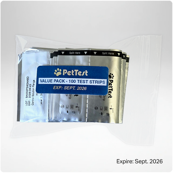 PetTest Foil Wrapped Strip Box - Value Pack 100 Count (Exp. Sept. 2026) (VP-852982006835)
