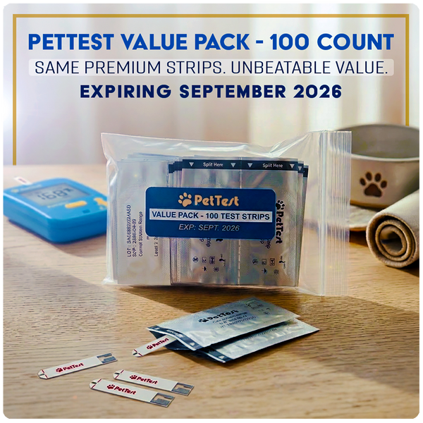 PetTest Foil Wrapped Strip Box - Value Pack 100 Count (Exp. Sept. 2026) (VP-852982006835)