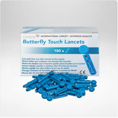 Genteel Butterfly Touch Lancets, 100 per box