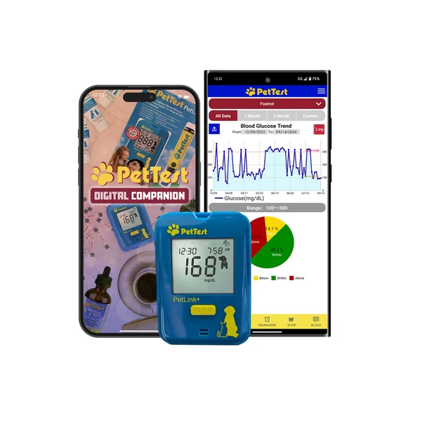 PetTest PetLink+ meter with the PetTest digital companion app
