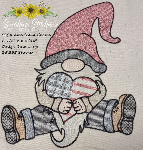 Americana,Gnome,Design,Only,6 7/8' x 8 5/16",Large,